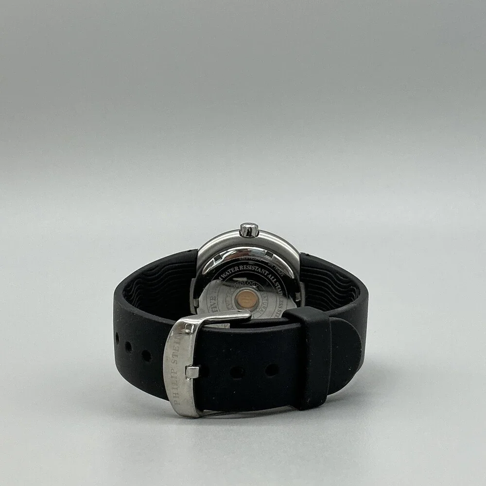 Philip Stein Active Sport Mens Watch 38mm Black Rubber Dual Time New Battery